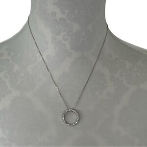 Elegant Sterling Silver Crystal Circle Pendant Necklace